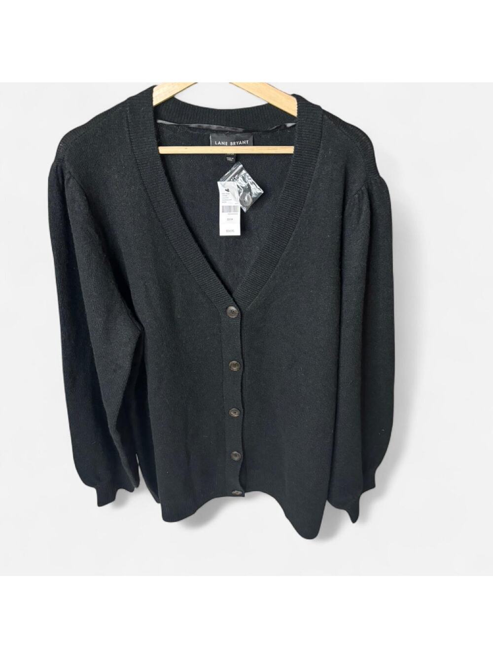 Lane Bryant NWT Black Button Front Cardigan Puff Sleeve Plus Size 22/24